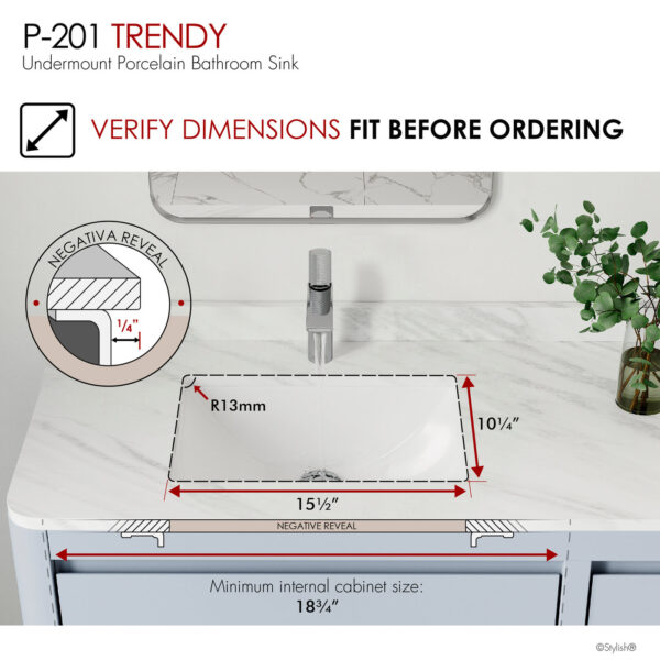 Stylish 18'' Trendy Bathroom Sink, product view 4