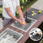 Stylish Alba Matte Black fold-down kitchen faucet, view 2