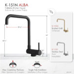 Stylish Alba Matte Black fold-down kitchen faucet, view 3