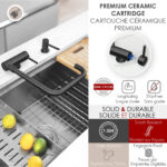 Stylish Alba Matte Black fold-down kitchen faucet, view 7