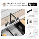 Stylish Alba Matte Black fold-down kitchen faucet, view 10