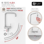 Stylish Alba Stainless Steel fold-down kitchen faucet, view 5
