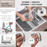 Stylish Alba Stainless Steel fold-down kitchen faucet, view 6