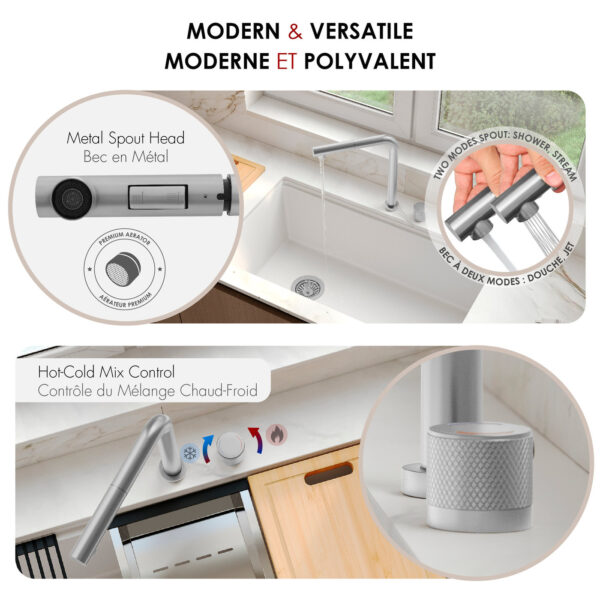 Stylish Fano K-152S Stainless Steel kitchen faucet, view 6