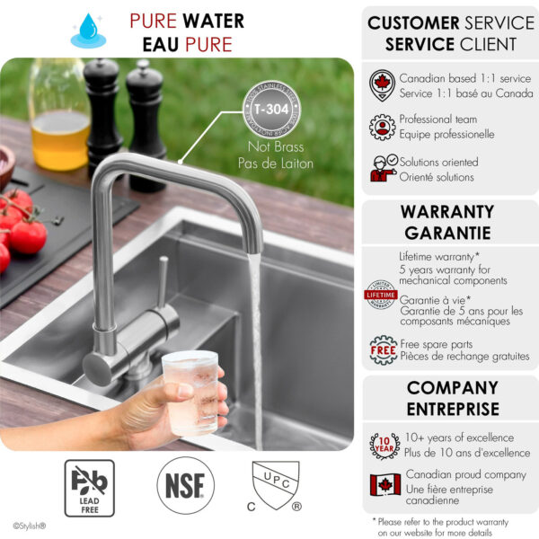 Stylish Alba Stainless Steel fold-down kitchen faucet, view 8
