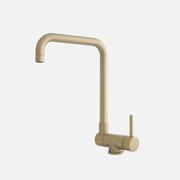 Stylish Alba Brushed Gold fold-down kitchen faucet, view 1