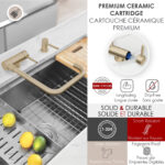 Stylish Alba Brushed Gold fold-down kitchen faucet, view 7