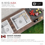 Stylish Alba Brushed Gold fold-down kitchen faucet, view 9
