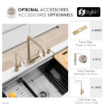 Stylish Alba Brushed Gold fold-down kitchen faucet, view 10