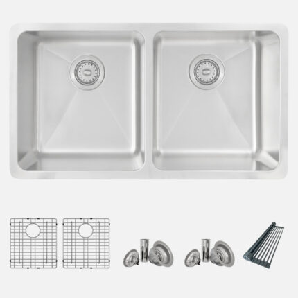 Stylish C233 Azuni 32" Double Bowl Kitchen Sink Sink Accessory (Open Box), product view 1