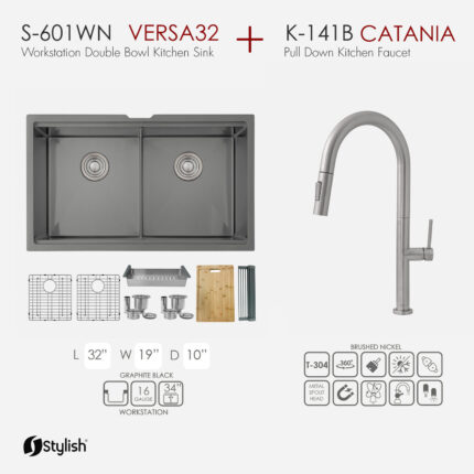 Stylish Versa32 Combo Kitchen Fixture Set, product view 1