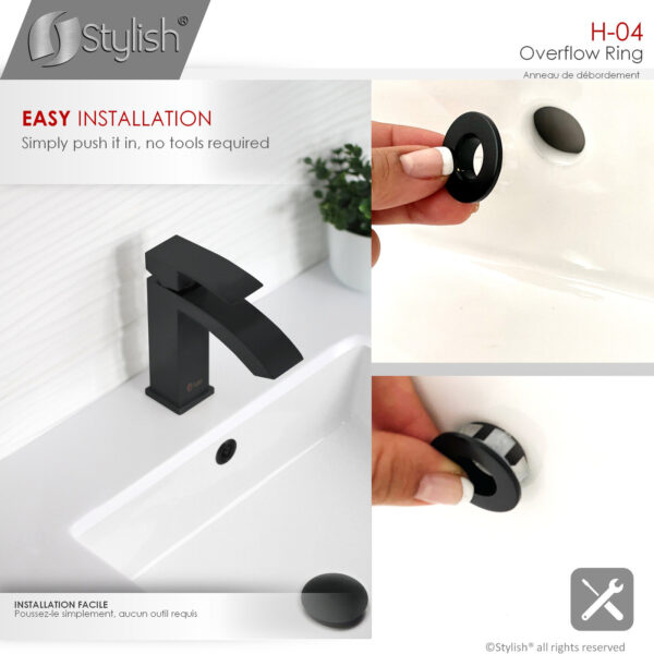Stylish Sink Basin Trim Overflow Cover Replacement Part, product view 7