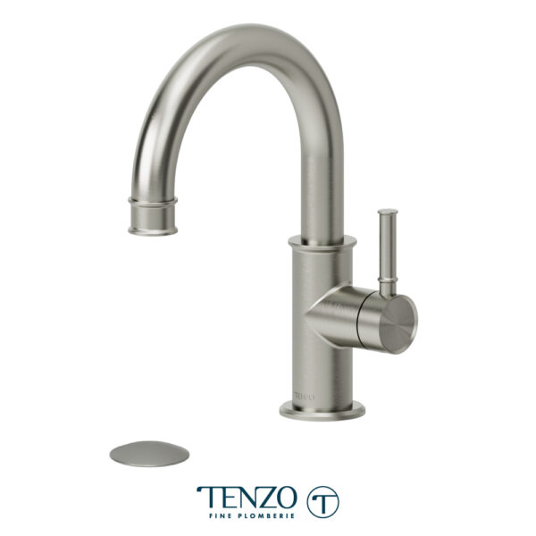 Tenzo Alyss Single Hole Lavatory Faucet With Drain — Brushed Nickel