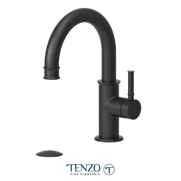Tenzo Alyss Single Hole Lavatory Faucet With Drain — Matte Black