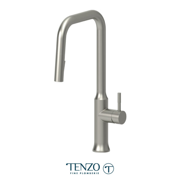 Tenzo Single-handle kitchen faucet Regia with pull-down & 2-Function hand shower brushed stain. Steel