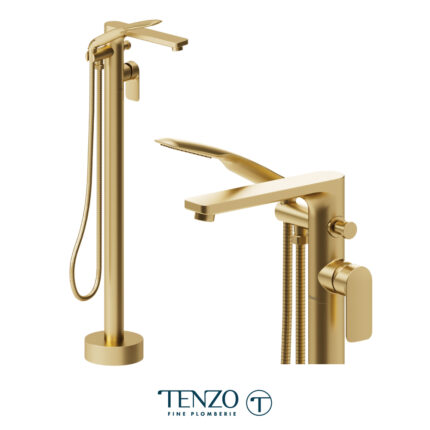 Tenzo Delano Freestanding Tub Filler — Brushed Gold