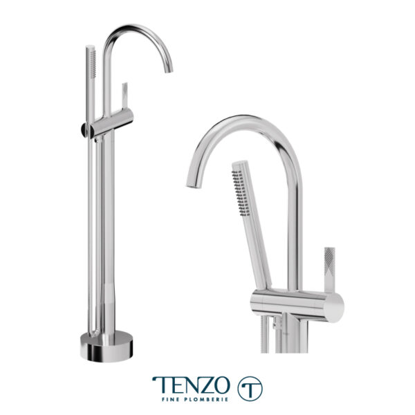 Tenzo Paloma floor mount tub filler chrome