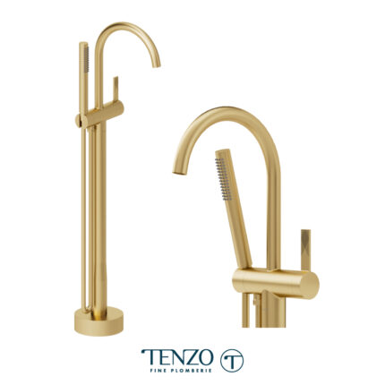 Tenzo Paloma Freestanding Tub Filler — Brushed Gold
