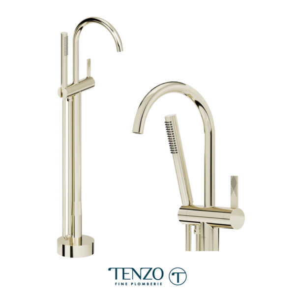 Tenzo Paloma floor mount tub filler champain gold