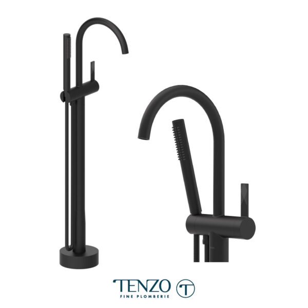 Tenzo Paloma floor mount tub filler matte black