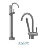 Tenzo Paloma floor mount tub filler gun metal