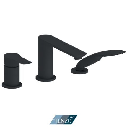 Tenzo Galia 3 Piece Deck Mount Tub Filler — Matte Black