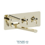 Tenzo Wall mount tub filler with retractable hose & 12'' swivel spout Paloma champain gold