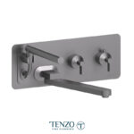 Tenzo Wall mount tub filler with retractable hose & 12'' swivel spout Paloma gun metal