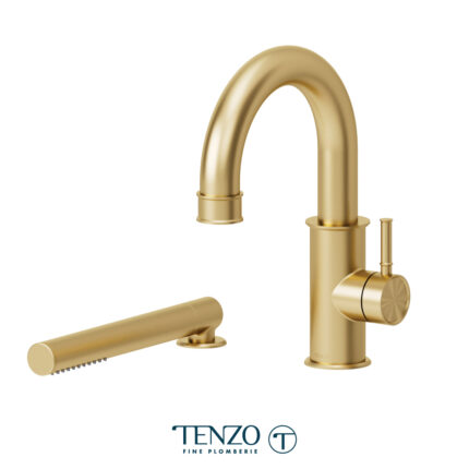 Tenzo Alyss 2 Pieces Deck Mount Tub Filler — Brushed Gold