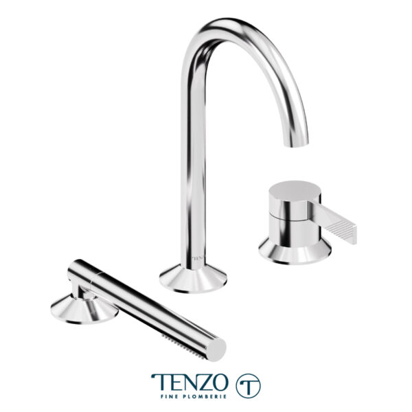Tenzo Deck mount 3 pcs tub filler Paloma chrome
