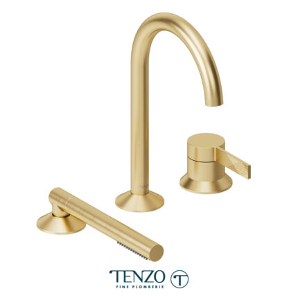 Tenzo Paloma 3 Pieces Deck Mount Tub Filler — Brushed Gold