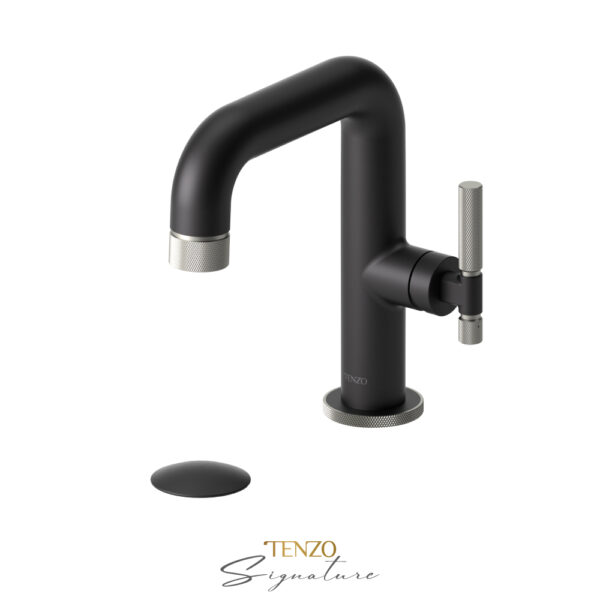 Tenzo Single hole lavatory faucet with (overflow) drain Bellacio-F matte black/brushed nickel