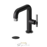 Tenzo Single hole lavatory faucet with (overflow) drain Bellacio-F matte black/chrome