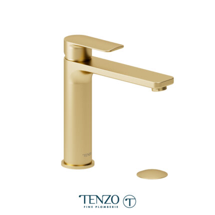 Tenzo Delano Tall Single Hole Lavatory Faucet With Drain — Brushed Gold