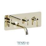 Tenzo Wall mount tub filler with retractable hose Paloma champain gold