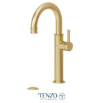 Tenzo Alyss Tall Single Hole Lavatory Faucet With Drain — Brushed Gold