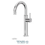 Tenzo Alyss single hole tall lavatory faucet chrome with (overflow) drain