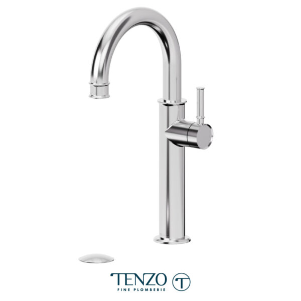 Tenzo Alyss single hole tall lavatory faucet chrome with (overflow) drain