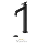 Tenzo Tall single lavatory faucet with (overflow) drain Bellacio-F matte black/chrome