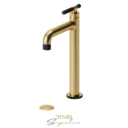 Tenzo Bellacio-F Tall Single Hole Lavatory Faucet With Drain — Brushed Gold