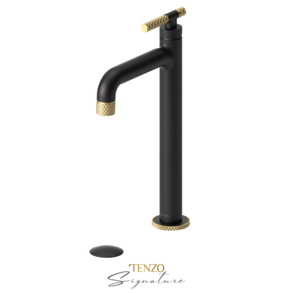 Tenzo Tall single lavatory faucet with (overflow) drain Bellacio-F matte black