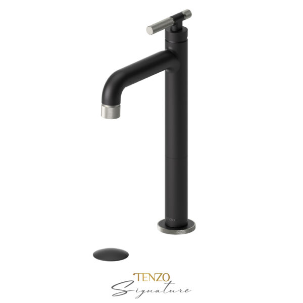 Tenzo Tall single lavatory faucet with (overflow) drain Bellacio-F matte black/brushed nickel
