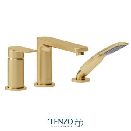 Tenzo Delano 3 Pieces Deck Mount Tub Filler — Brushed Gold