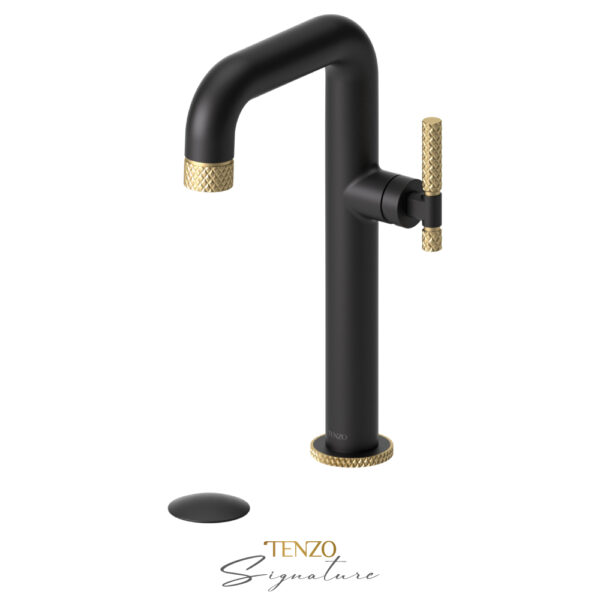 Tenzo Tall single lavatory faucet with (overflow) drain Bellacio-C matte black