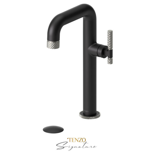 Tenzo Tall single lavatory faucet with (overflow) drain Bellacio-C matte black/brushed nickel