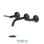 Tenzo Wall mount lavatory faucet Paloma matte black with (overflow) drain