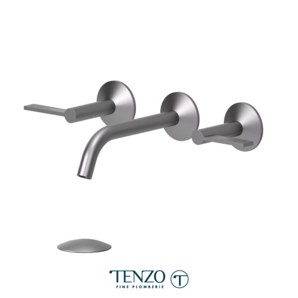 Tenzo Wall mount lavatory faucet Paloma gun metal with (overflow) drain