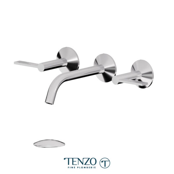 Tenzo Wall mount lavatory faucet Paloma chrome with (overflow) drain
