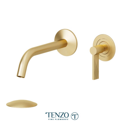 Tenzo Paloma Wall Mount Lavatory Faucet With Drain — Brushed Gold