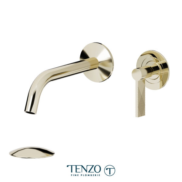 Tenzo Wall mount lavatory faucet Paloma champain gold with (overflow) drain
